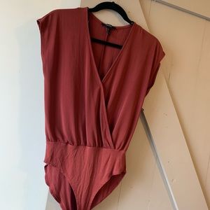 Burnt Orange Surplice Body Suit